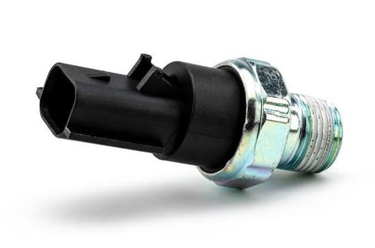 A automotive sensor with a black plastic connector housing and a silver metal threaded body, shown on a white background.